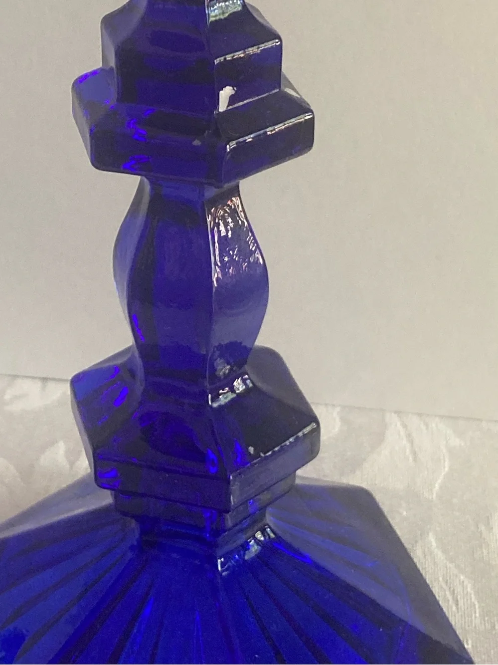 Vintage Cobalt Blue Glass Candlestick Pair - Elegant Home Accent